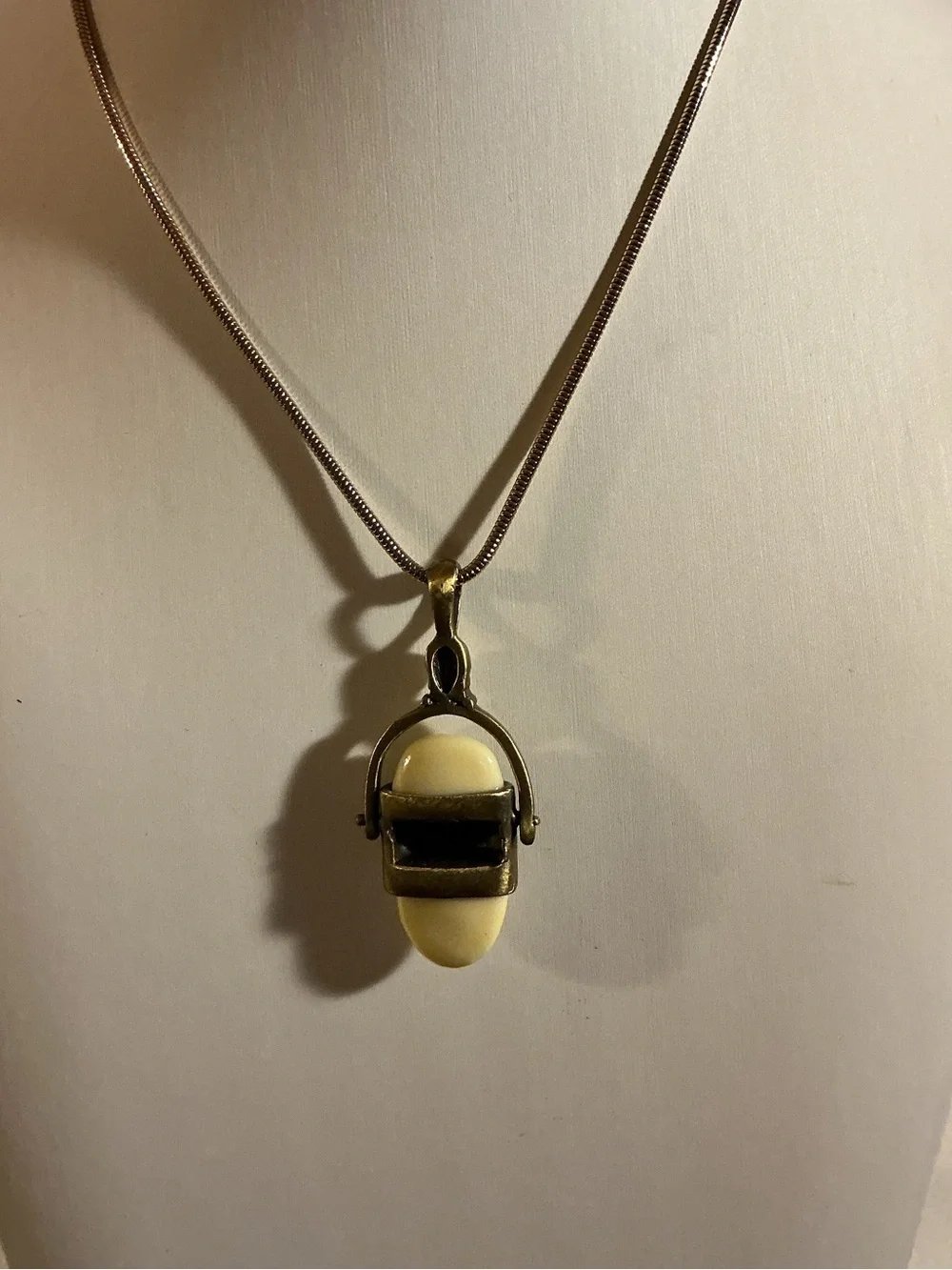 B.P.O.E. Vintage Antique Elks Lodge Faux Elk Tooth Spinner Antique Brass Pendant